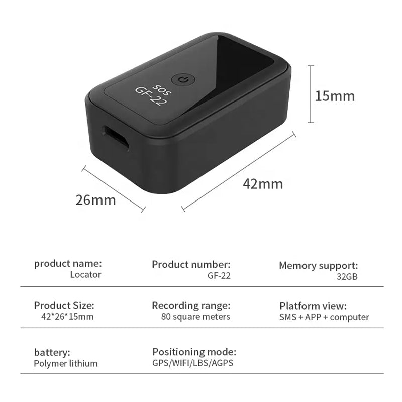 QZT GF22 Mini GPS Tracker Real Time Car SOS