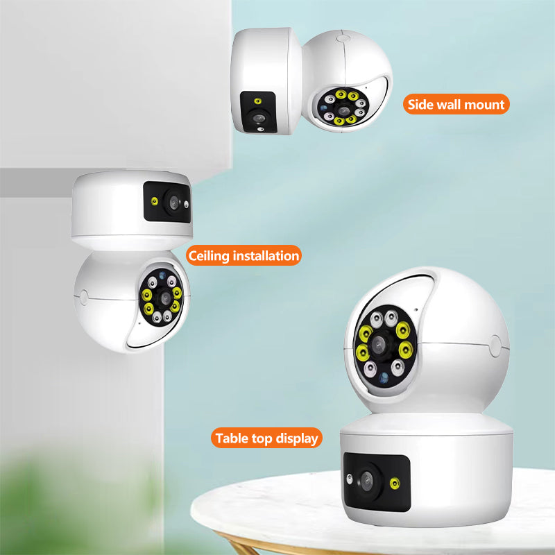 P002 Dual-Lens MINI Wifi IP Camera Baby Monitor PTZ Indoor Auto Tracking Two Way Audio CCTV Home Security IP Video