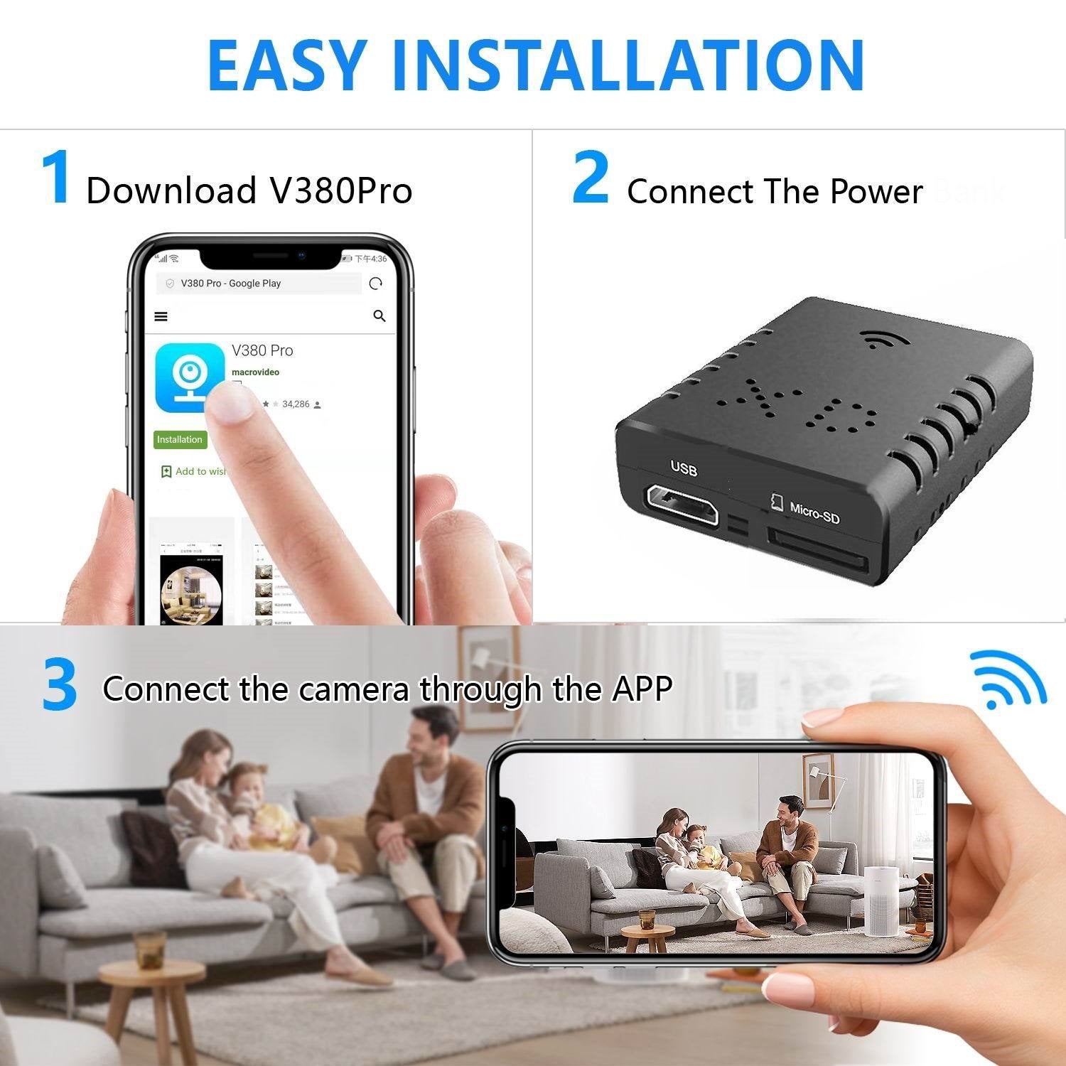 Factory Price V380Pro Hidden Wifi Camera 1080p Wireless